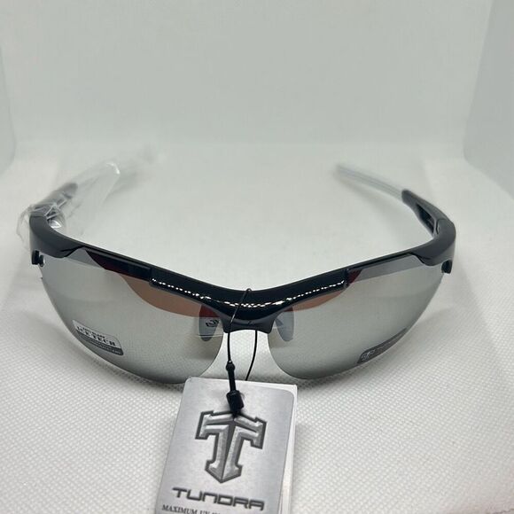 Tundra Mens Semi Rimless Mirrored Wrap Sunglasses - Picture 3 of 3